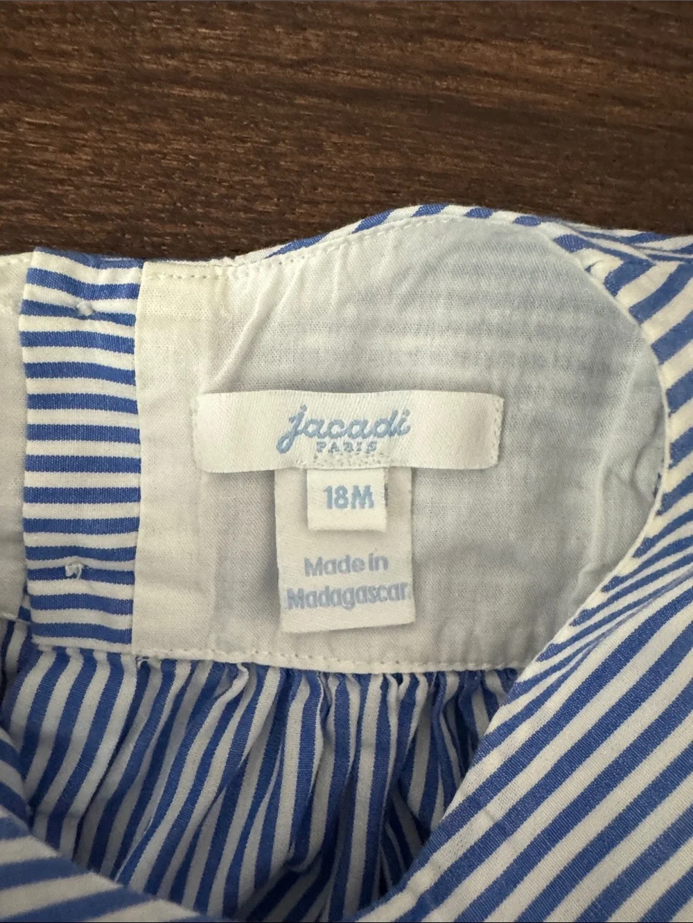 Jacadi Blue & White Striped Flutter-Sleeve Dress